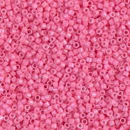 Seed beads, Delica 11/0, white dyed carnation pink, 7,5 gram. DB1371V